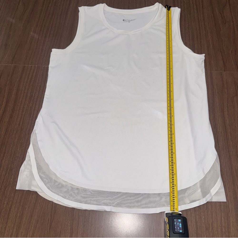 Athleta Medium White Cadence Tank Top Sheer Mesh Details‎ Activewear Athleisure - Picture 8 of 10